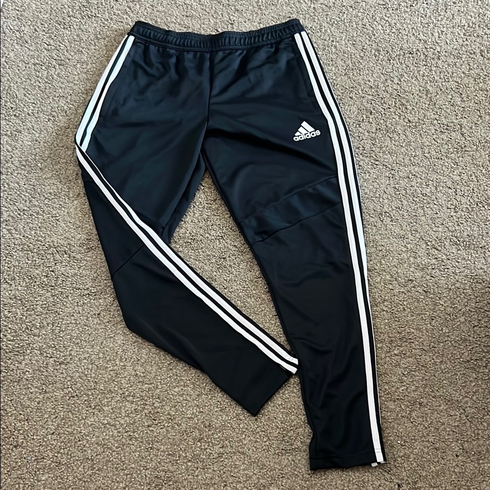 Adidas Black Joggers with White Stripes